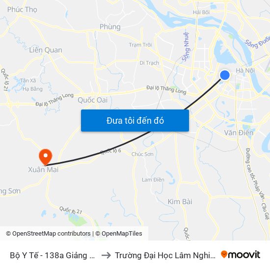 Bộ Y Tế - 138a Giảng Võ to Trường Đại Học Lâm Nghiệp map