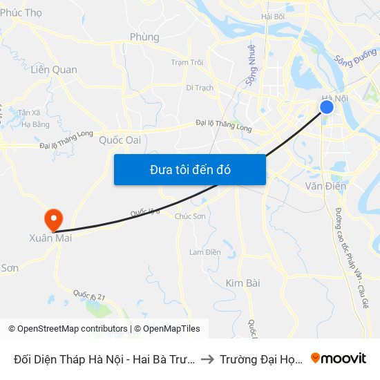 Đối Diện Tháp Hà Nội - Hai Bà Trưng (Cạnh 56 Hai Bà Trưng) to Trường Đại Học Lâm Nghiệp map