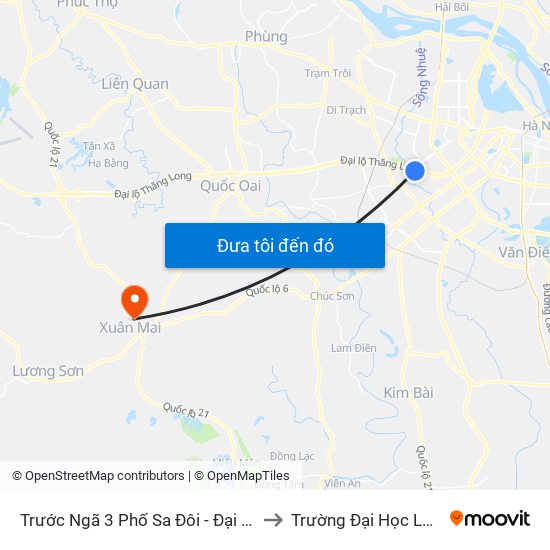 Trước Ngã 3 Phố Sa Đôi - Đại Lộ Thăng Long to Trường Đại Học Lâm Nghiệp map