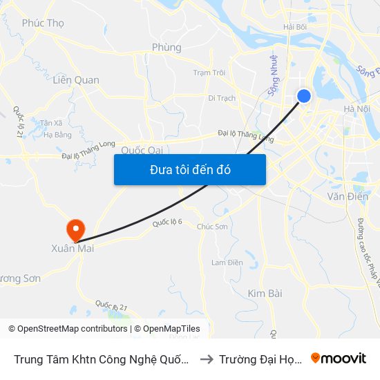 Trung Tâm Khtn Công Nghệ Quốc Gia - 18 Hoàng Quốc Việt to Trường Đại Học Lâm Nghiệp map