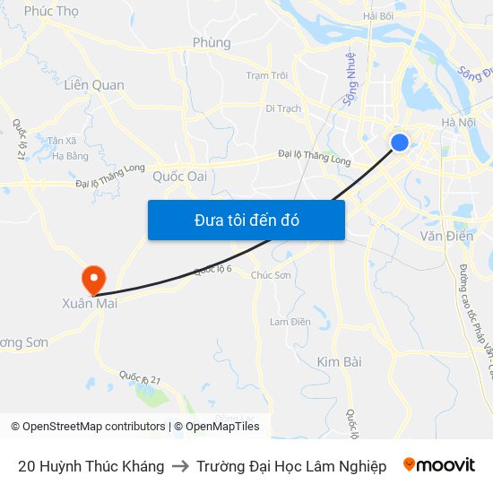 20 Huỳnh Thúc Kháng to Trường Đại Học Lâm Nghiệp map