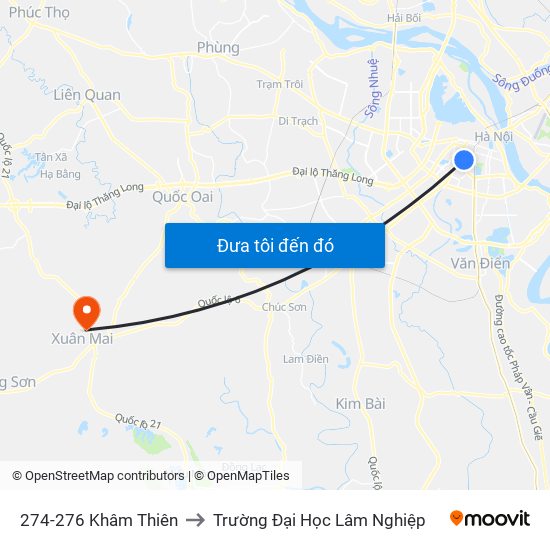 274-276 Khâm Thiên to Trường Đại Học Lâm Nghiệp map