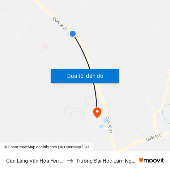 Gần Làng Văn Hóa Yên Thái to Trường Đại Học Lâm Nghiệp map