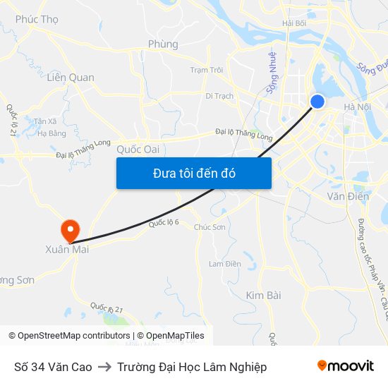 Số 34 Văn Cao to Trường Đại Học Lâm Nghiệp map