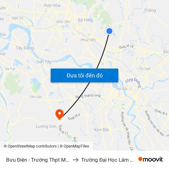 Bưu Điện - Trường Thpt Minh Phú to Trường Đại Học Lâm Nghiệp map