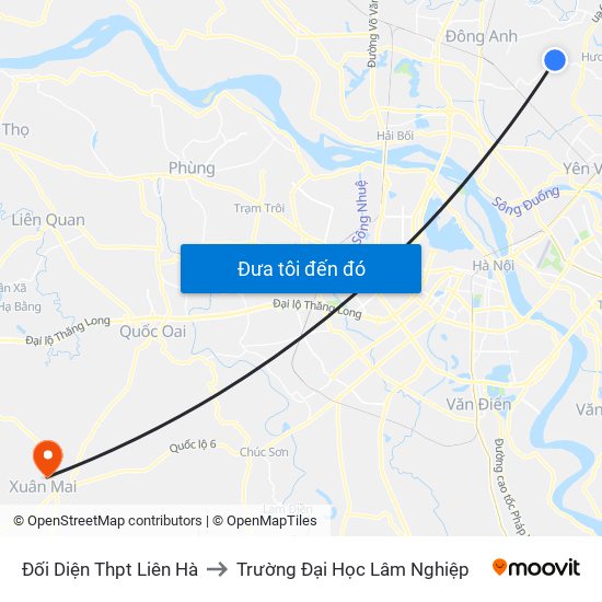 Đối Diện Thpt Liên Hà to Trường Đại Học Lâm Nghiệp map