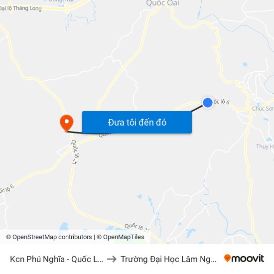 Kcn Phú Nghĩa - Quốc Lộ 6 to Trường Đại Học Lâm Nghiệp map