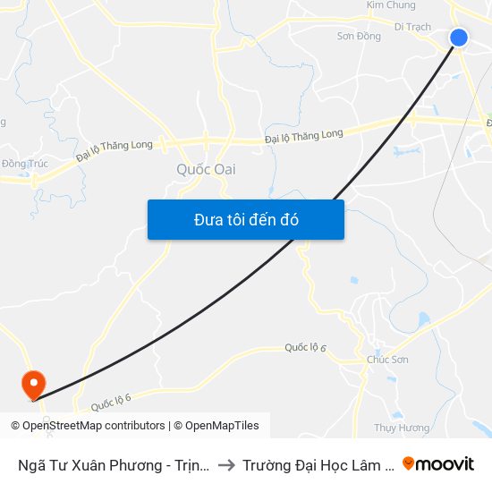 Ngã Tư Xuân Phương - Trịnh Văn Bô to Trường Đại Học Lâm Nghiệp map