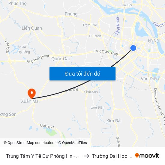 Trung Tâm Y Tế Dự Phòng Hn - 70 Nguyễn Chí Thanh to Trường Đại Học Lâm Nghiệp map