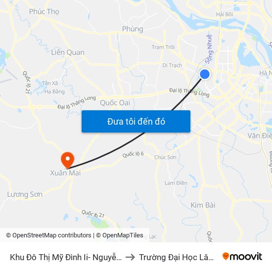 Khu Đô Thị Mỹ Đình Ii- Nguyễn Cơ Thạch to Trường Đại Học Lâm Nghiệp map
