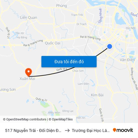 517 Nguyễn Trãi - Đối Diện Đại Học Hà Nội to Trường Đại Học Lâm Nghiệp map