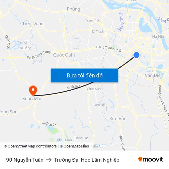 90 Nguyễn Tuân to Trường Đại Học Lâm Nghiệp map