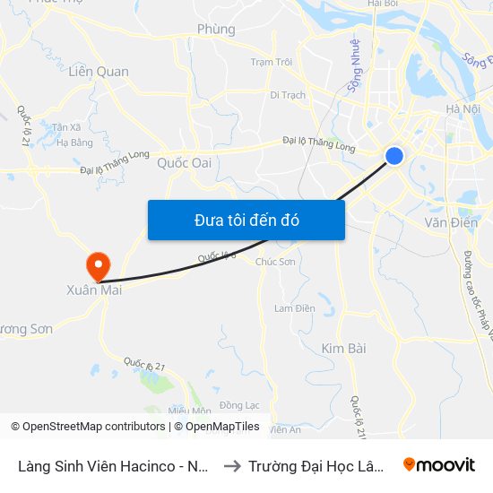 Làng Sinh Viên Hacinco - Nguyễn Tuân to Trường Đại Học Lâm Nghiệp map