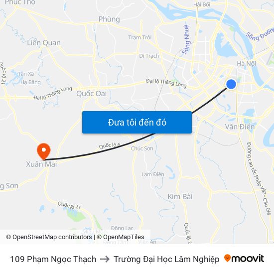 109 Phạm Ngọc Thạch to Trường Đại Học Lâm Nghiệp map