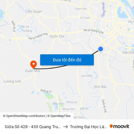 Giữa Số 428 - 430 Quang Trung (Hà Đông) to Trường Đại Học Lâm Nghiệp map