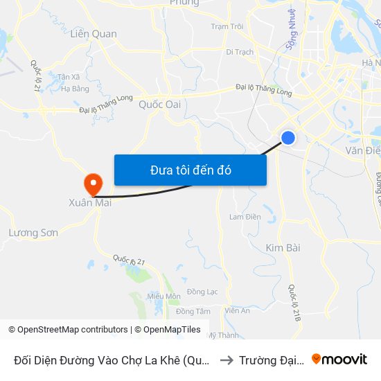 Đối Diện Đường Vào Chợ La Khê (Qua Ga Metro La Khê) - 405 Quang Trung (Hà Đông) to Trường Đại Học Lâm Nghiệp map