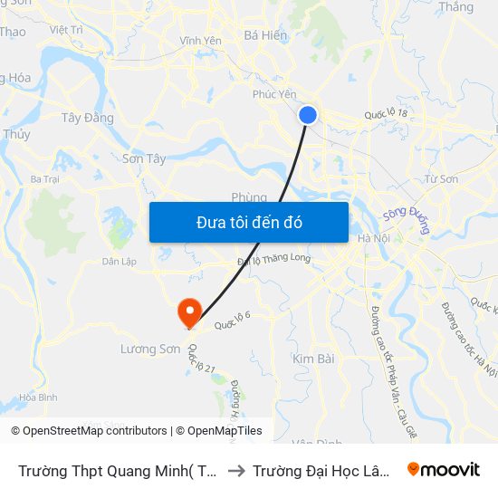 Trường Thpt Quang Minh( Tt Chi Đông) to Trường Đại Học Lâm Nghiệp map