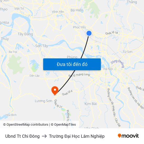 Ubnd Tt Chi Đông to Trường Đại Học Lâm Nghiệp map