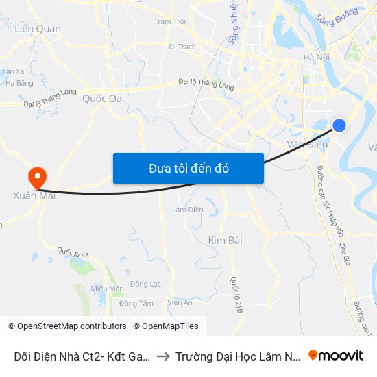 Đối Diện Nhà Ct2- Kđt Gamuda to Trường Đại Học Lâm Nghiệp map