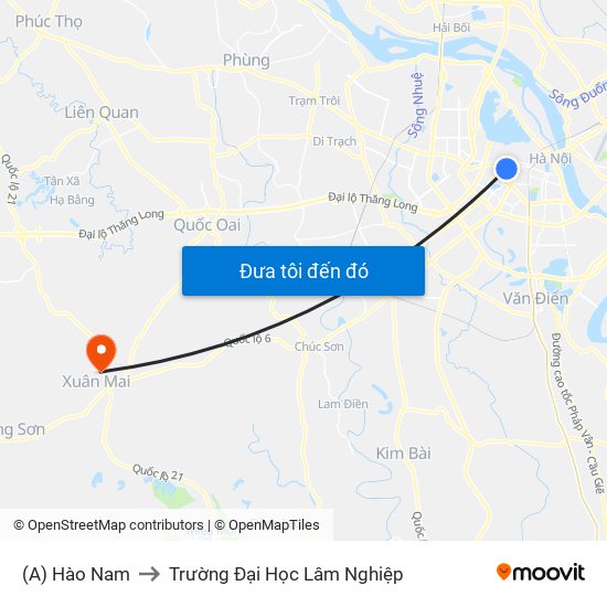 (A) Hào Nam to Trường Đại Học Lâm Nghiệp map