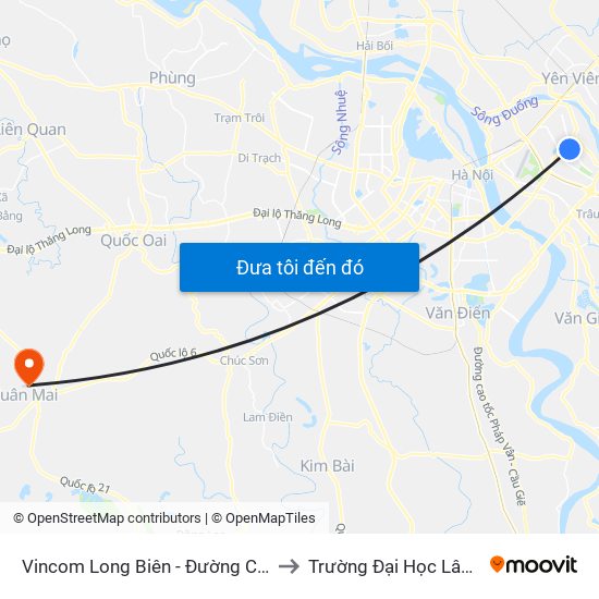 Vincom Long Biên - Đường Chu Huy Mân to Trường Đại Học Lâm Nghiệp map