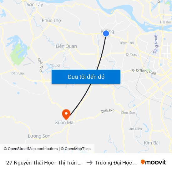 27 Nguyễn Thái Học - Thị Trấn Phùng - Đan Phượng to Trường Đại Học Lâm Nghiệp map