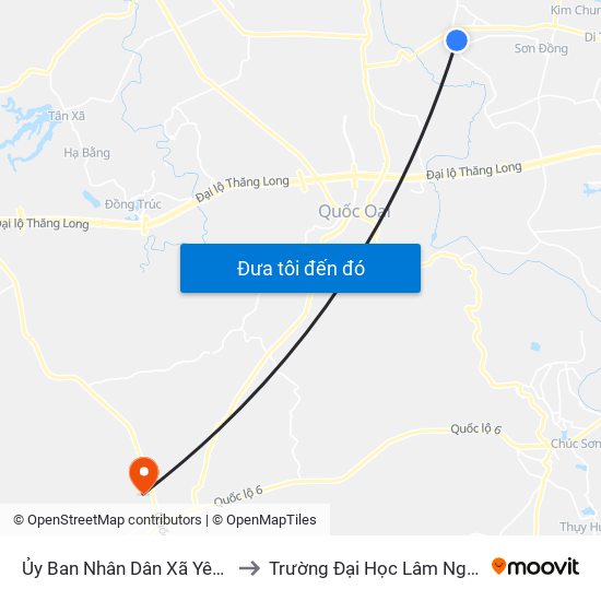 Ủy Ban Nhân Dân Xã Yên Sở to Trường Đại Học Lâm Nghiệp map