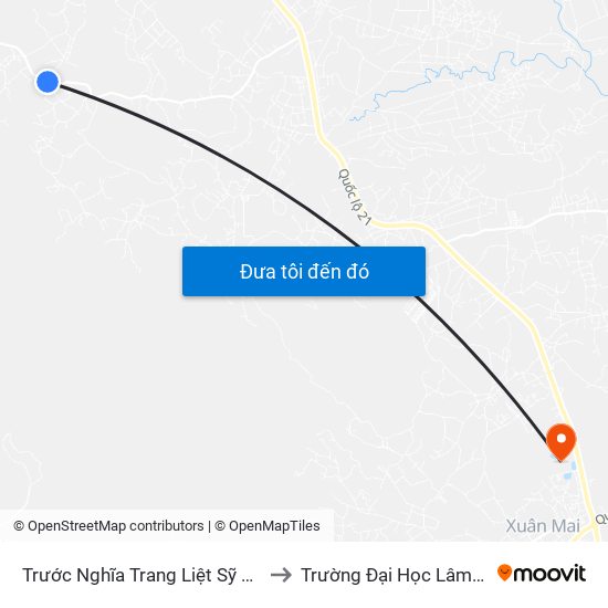 Trước Nghĩa Trang Liệt Sỹ Tiến Xuân to Trường Đại Học Lâm Nghiệp map