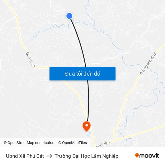 Ubnd Xã Phú Cát to Trường Đại Học Lâm Nghiệp map