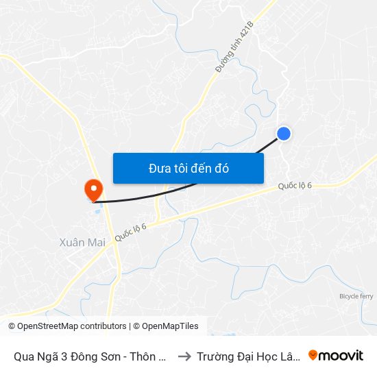 Qua Ngã 3 Đông Sơn - Thôn Quyết Thượng to Trường Đại Học Lâm Nghiệp map