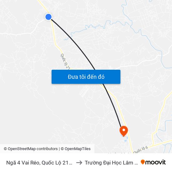 Ngã 4 Vai Réo, Quốc Lộ 21a - Đt446 to Trường Đại Học Lâm Nghiệp map