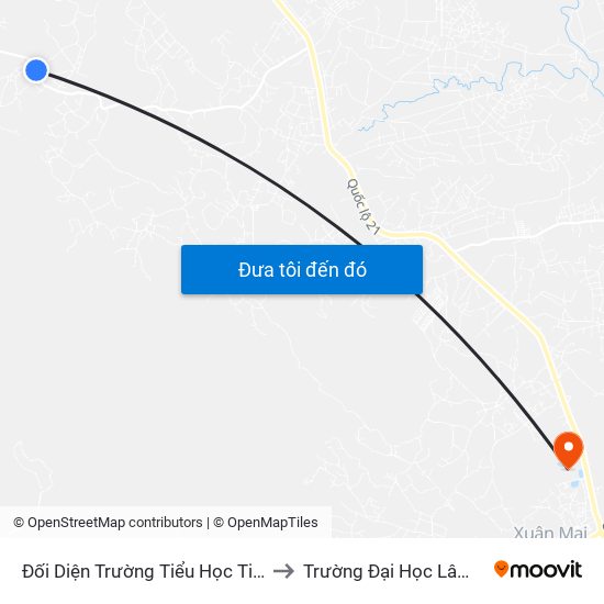 Đối Diện Trường Tiểu Học Tiến Xuân A to Trường Đại Học Lâm Nghiệp map