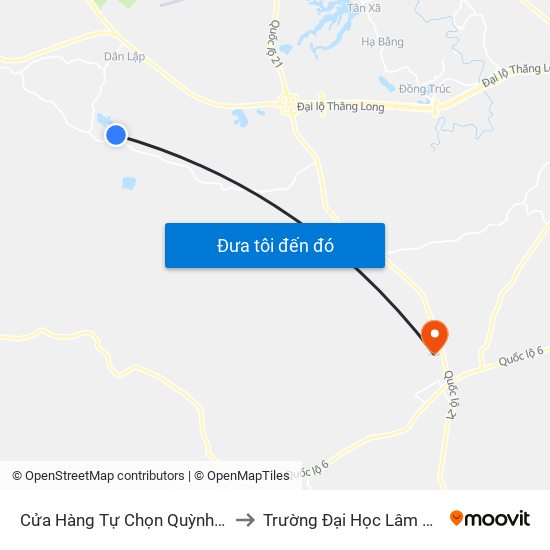 Cửa Hàng Tự Chọn Quỳnh Lương to Trường Đại Học Lâm Nghiệp map