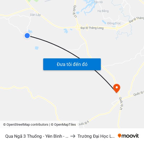 Qua Ngã 3 Thuống - Yên Bình - Thạch Thất 10m to Trường Đại Học Lâm Nghiệp map