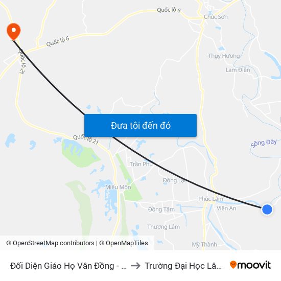 Đối Diện Giáo Họ Vân Đồng - Tỉnh Lộ 429 to Trường Đại Học Lâm Nghiệp map