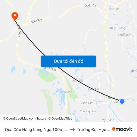 Qua Cửa Hàng Long Nga 100m, Viên An - Tỉnh Lộ 429 to Trường Đại Học Lâm Nghiệp map