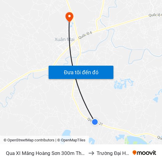 Qua XI Măng Hoàng Sơn 300m Thôn Nam Sơn - Đường Hồ Chí Minh to Trường Đại Học Lâm Nghiệp map