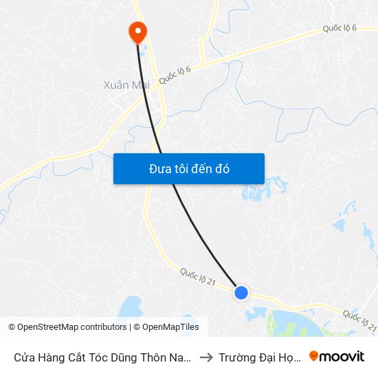 Cửa Hàng Cắt Tóc Dũng Thôn Nam Sơn - Đường Hồ Chí Minh to Trường Đại Học Lâm Nghiệp map