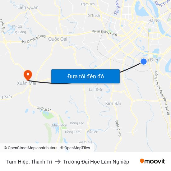 Tam Hiệp, Thanh Trì to Trường Đại Học Lâm Nghiệp map