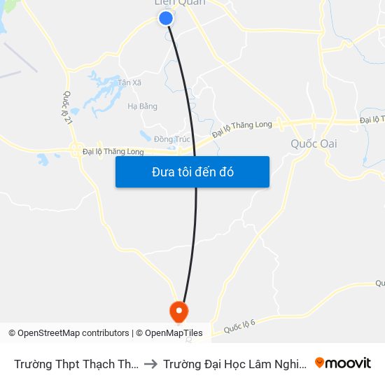 Trường Thpt Thạch Thất to Trường Đại Học Lâm Nghiệp map