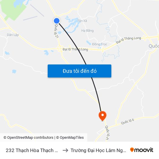 232 Thạch Hòa Thạch Thất to Trường Đại Học Lâm Nghiệp map