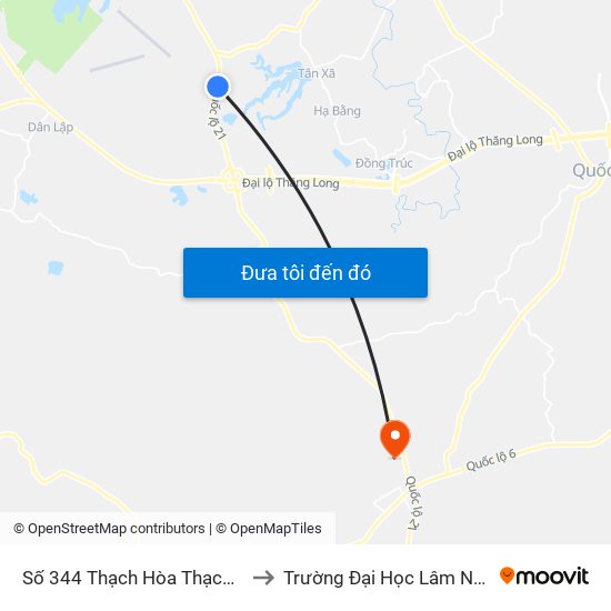 Số 344 Thạch Hòa Thạch Thất to Trường Đại Học Lâm Nghiệp map