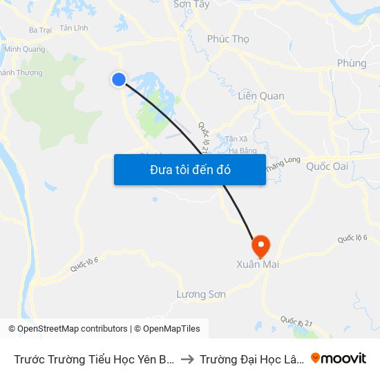 Trước Trường Tiểu Học Yên Bài Khu C, Đt87 to Trường Đại Học Lâm Nghiệp map