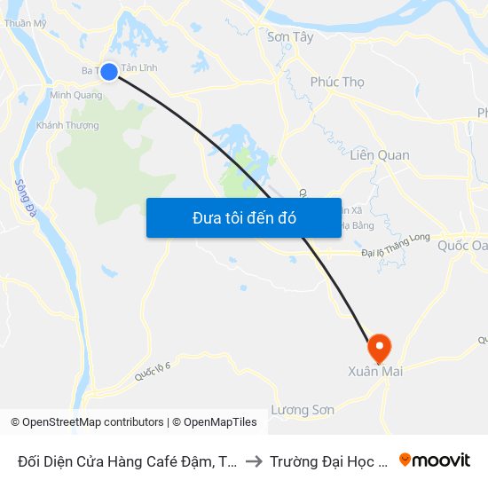 Đối Diện Cửa Hàng Café Đậm, Thôn 6, Ba Trại, Ba Vì to Trường Đại Học Lâm Nghiệp map