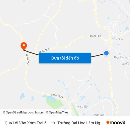 Qua Lối Vào Xóm Trại 50m to Trường Đại Học Lâm Nghiệp map