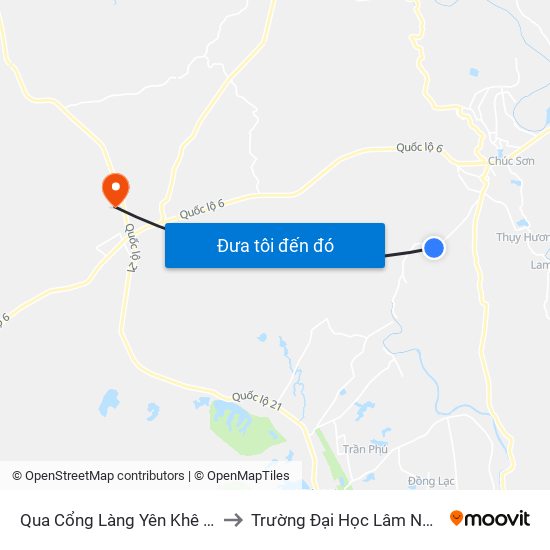 Qua Cổng Làng Yên Khê 50m to Trường Đại Học Lâm Nghiệp map