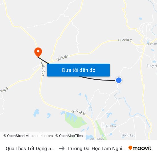 Qua Thcs Tốt Động 50m to Trường Đại Học Lâm Nghiệp map