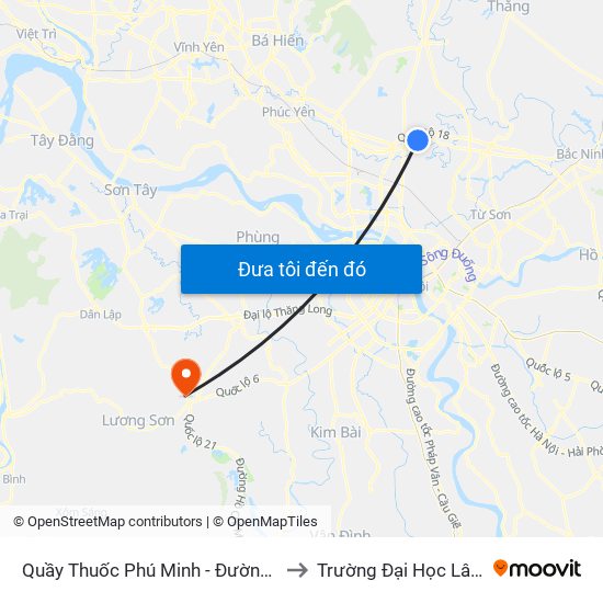 Quầy Thuốc Phú Minh - Đường 16 - Sóc Sơn to Trường Đại Học Lâm Nghiệp map