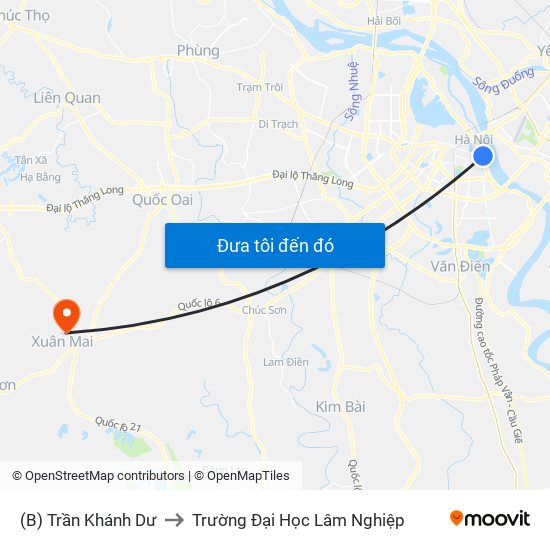 (B) Trần Khánh Dư to Trường Đại Học Lâm Nghiệp map