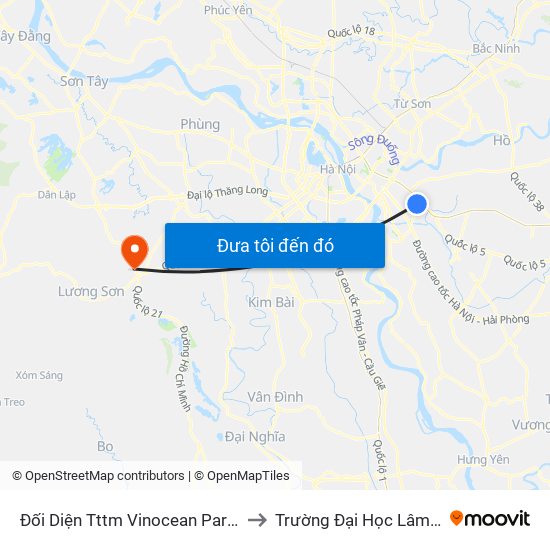 Đối Diện Tttm Vinocean Park Gia Lâm to Trường Đại Học Lâm Nghiệp map